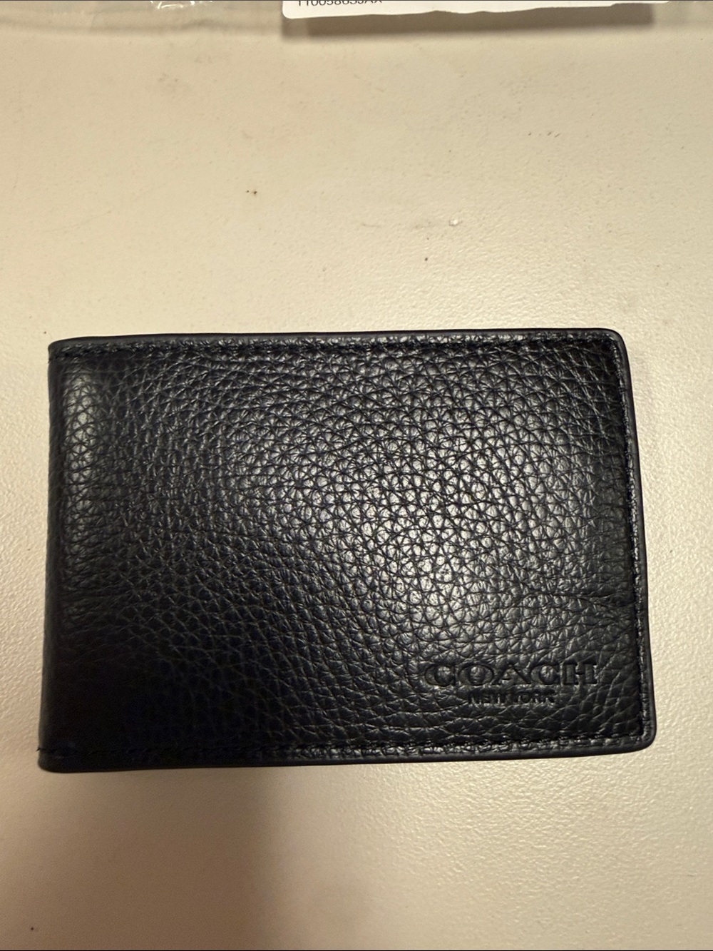 Coach Black Pebbled Leather Bi-Fold Card Holder